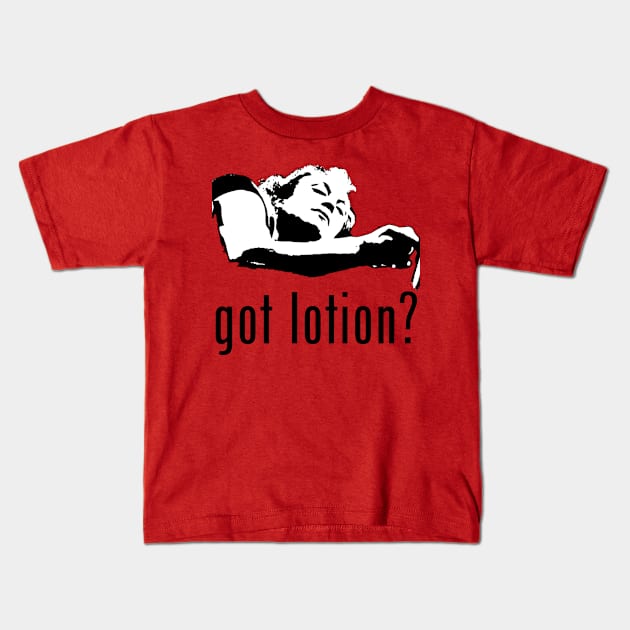 Got Lotion? Buffalo Bill (Black & White) Kids T-Shirt by Zombie Squad Clothing